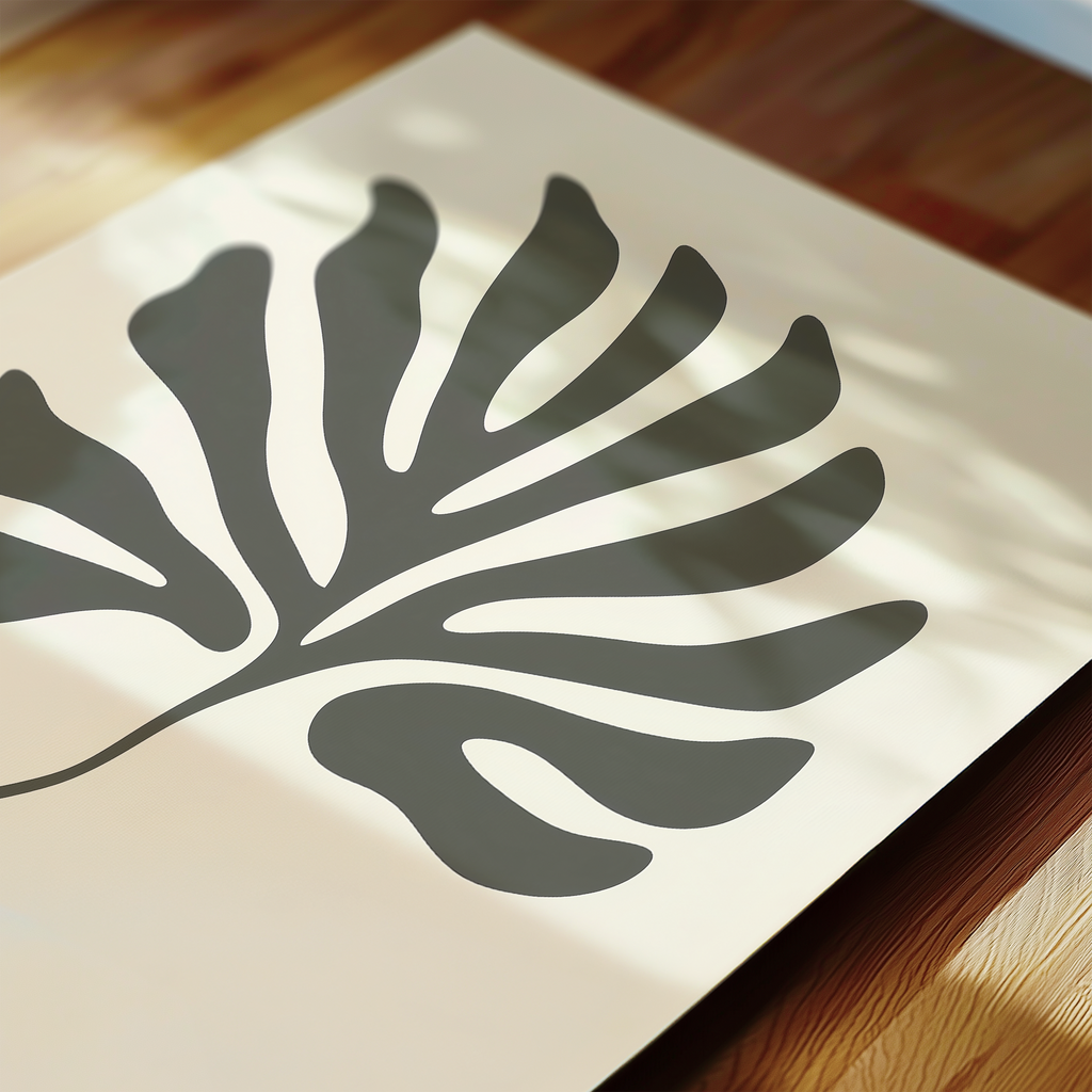 a close-up view of a leaf-like design on a white background.