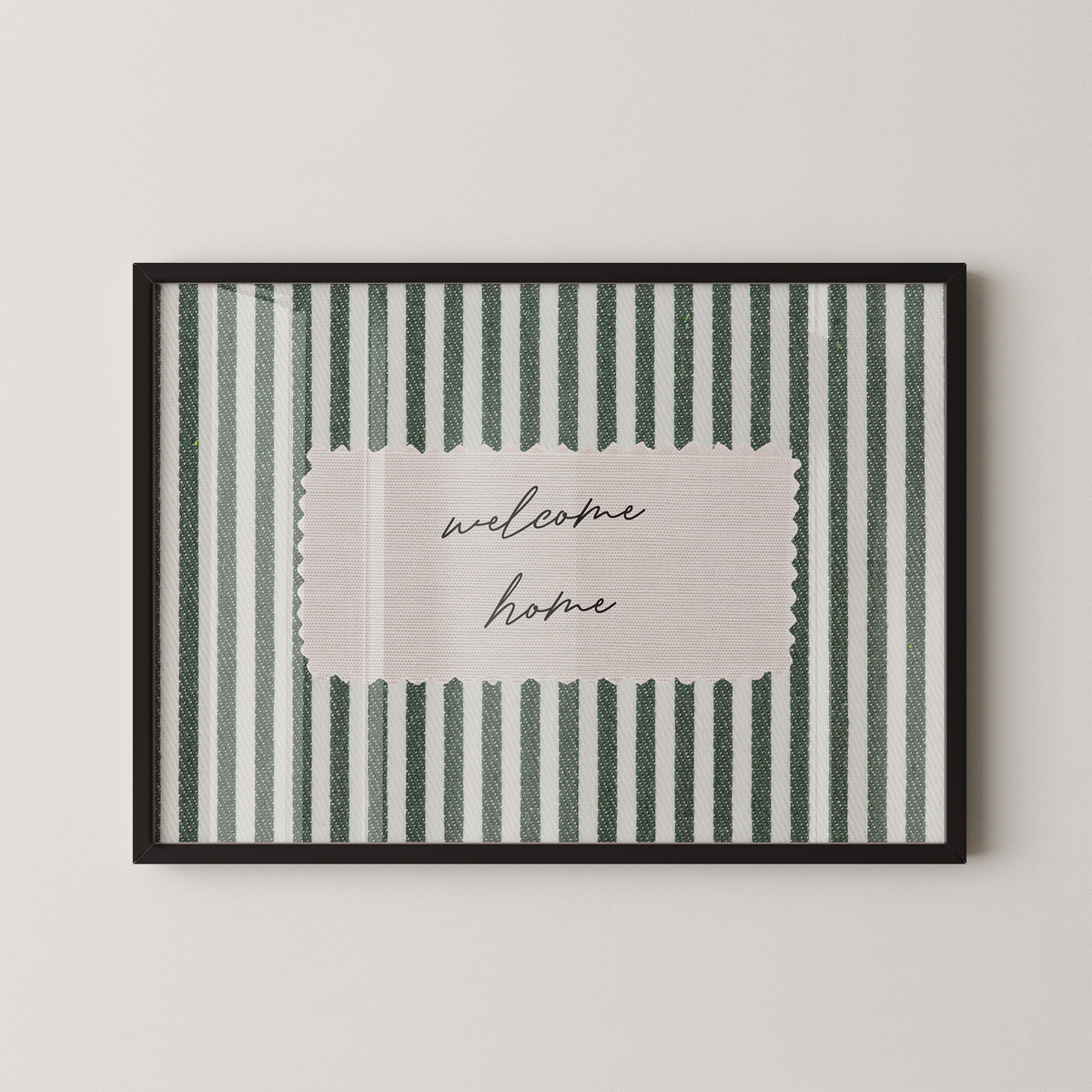 Welcome Home Vintage Stripes Landscape in Green