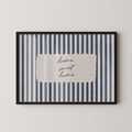 Home Sweet Home Vintage Stripes Landscape in Blue