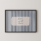 Home Sweet Home Vintage Stripes Landscape in Blue