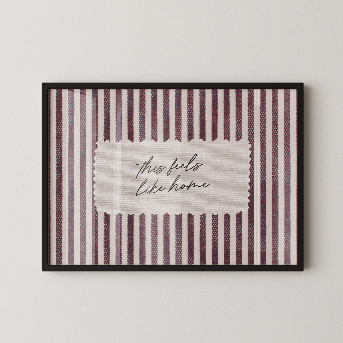 This Feels Like Home Vintage Stripes Landscape in Red