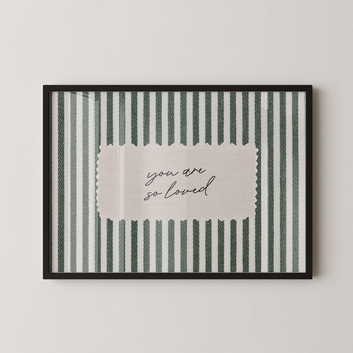 You Are So Loved Vintage Stripes Landscape in Green