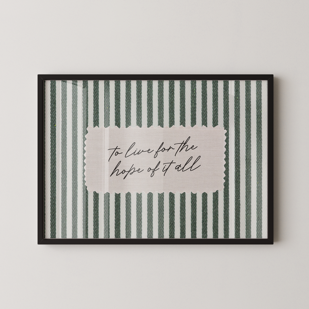 To Live for the Hope of it All Vintage Stripes Landscape in Green