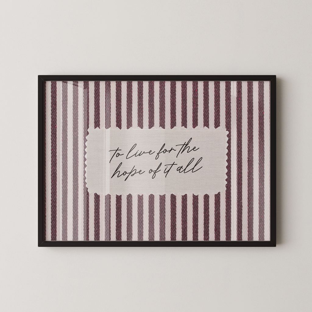 To Live for the Hope of it All Vintage Stripes Landscape in Red