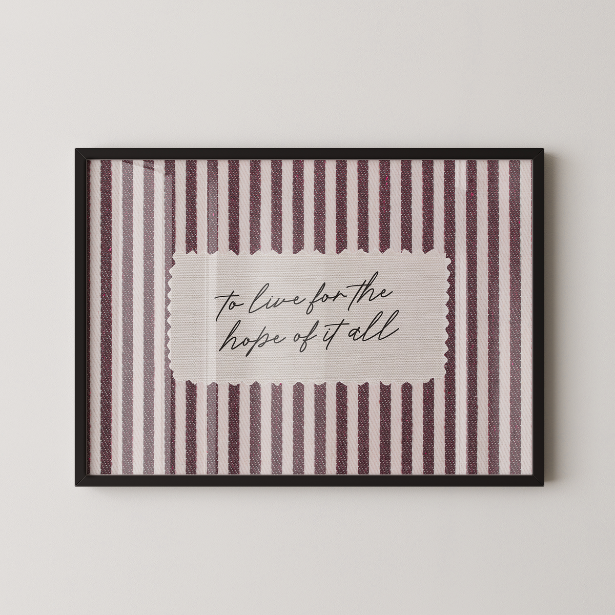 To Live for the Hope of it All Vintage Stripes Landscape in Red