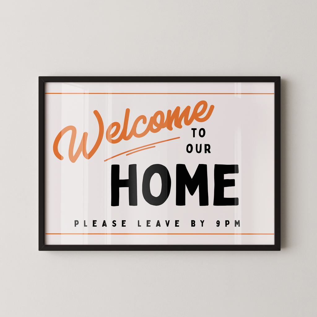 Welcome to Our Home Retro Print in Orange