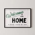 Welcome to Our Home Retro Print in Green