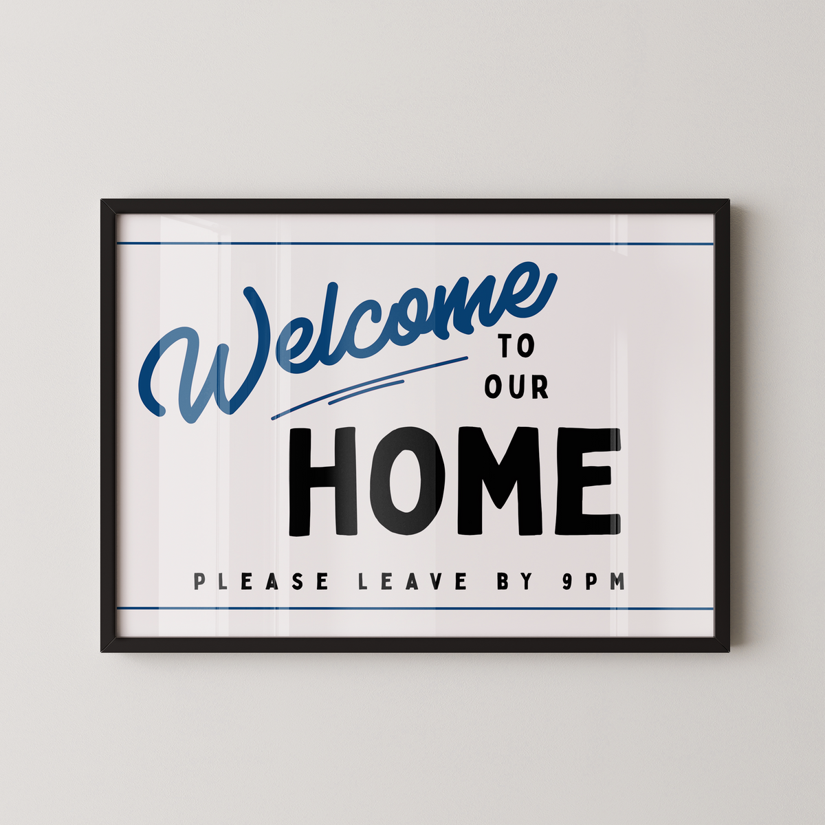 Welcome to our Home Retro Print in Blue