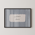 Welcome Home Vintage Stripes Landscape in Blue