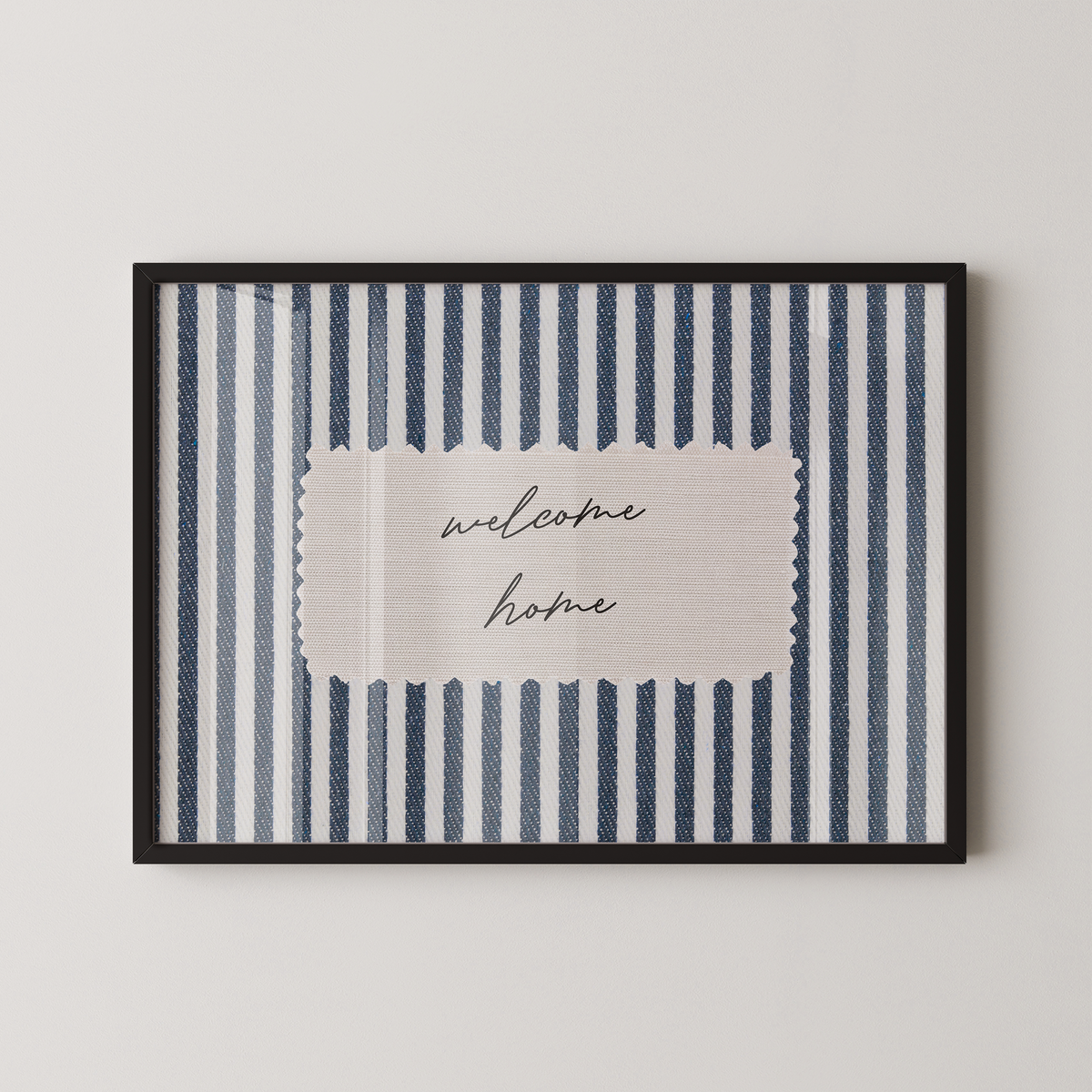 Welcome Home Vintage Stripes Landscape in Blue