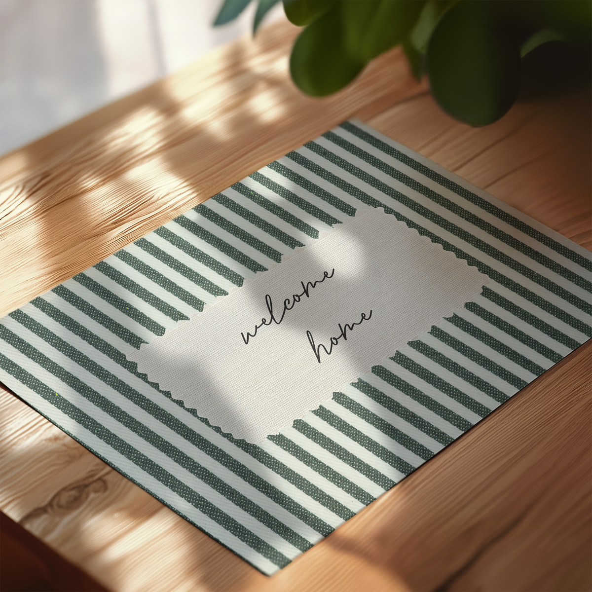 Welcome Home Vintage Stripes Landscape in Green