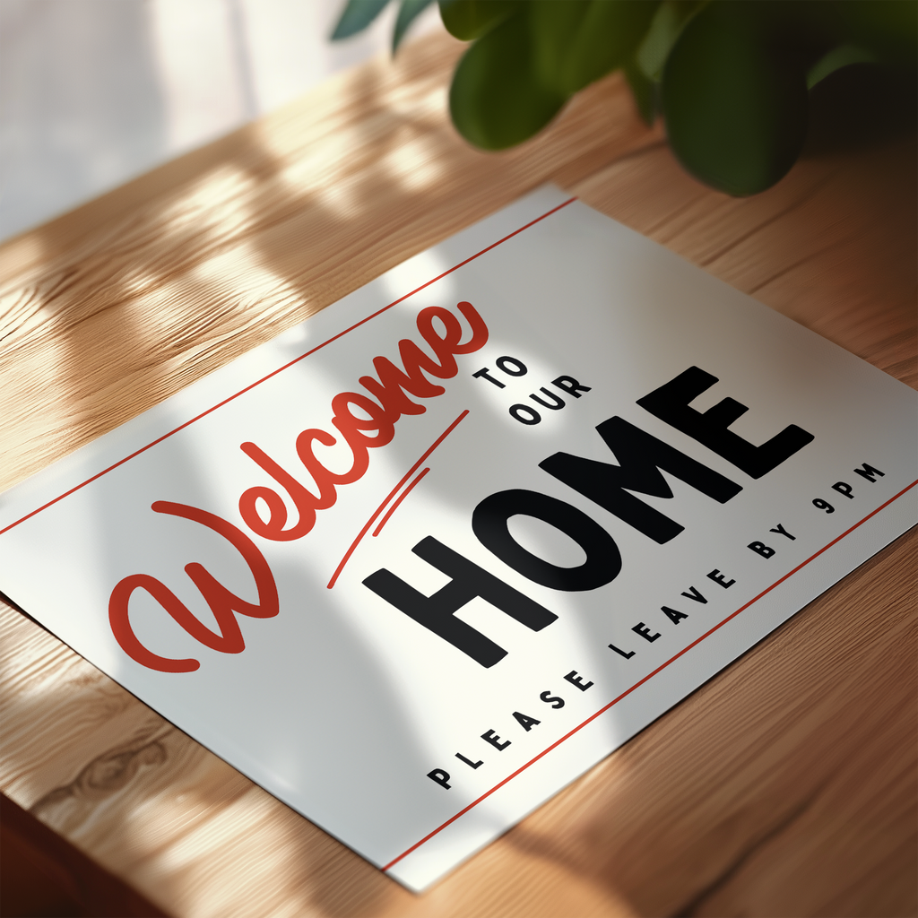 Welcome to Our Home Retro Print in Red