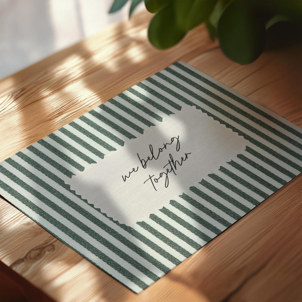 We Belong Together Vintage Stripes Landscape in Green