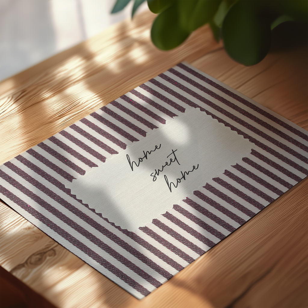Home Sweet Home Vintage Stripes Landscape in Red
