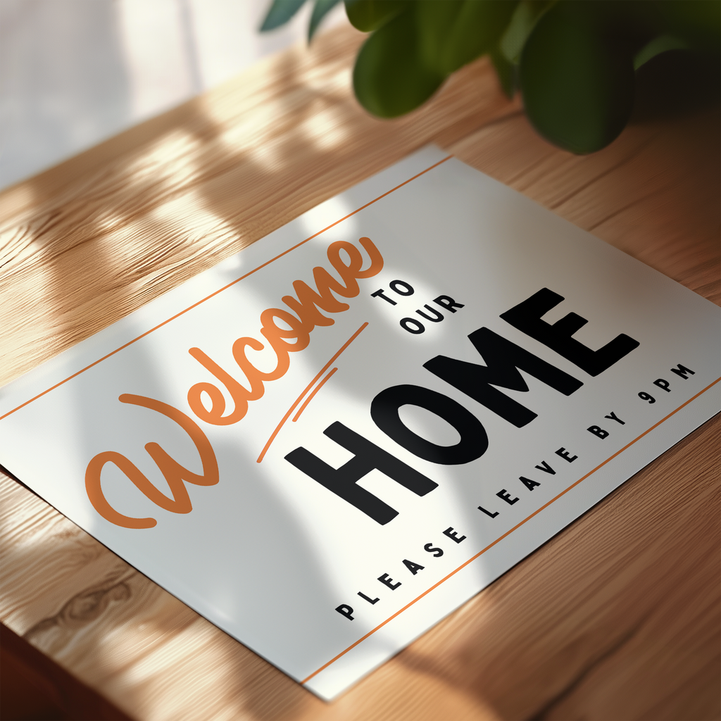 Welcome to Our Home Retro Print in Orange