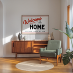 Welcome to Our Home Retro Print in Red