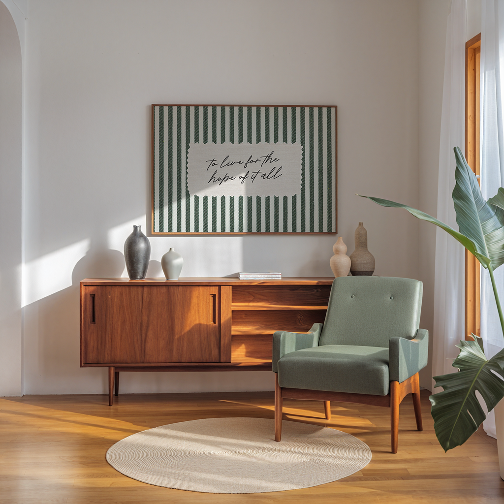 To Live for the Hope of it All Vintage Stripes Landscape in Green