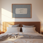 Welcome Home Vintage Stripes Landscape in Blue