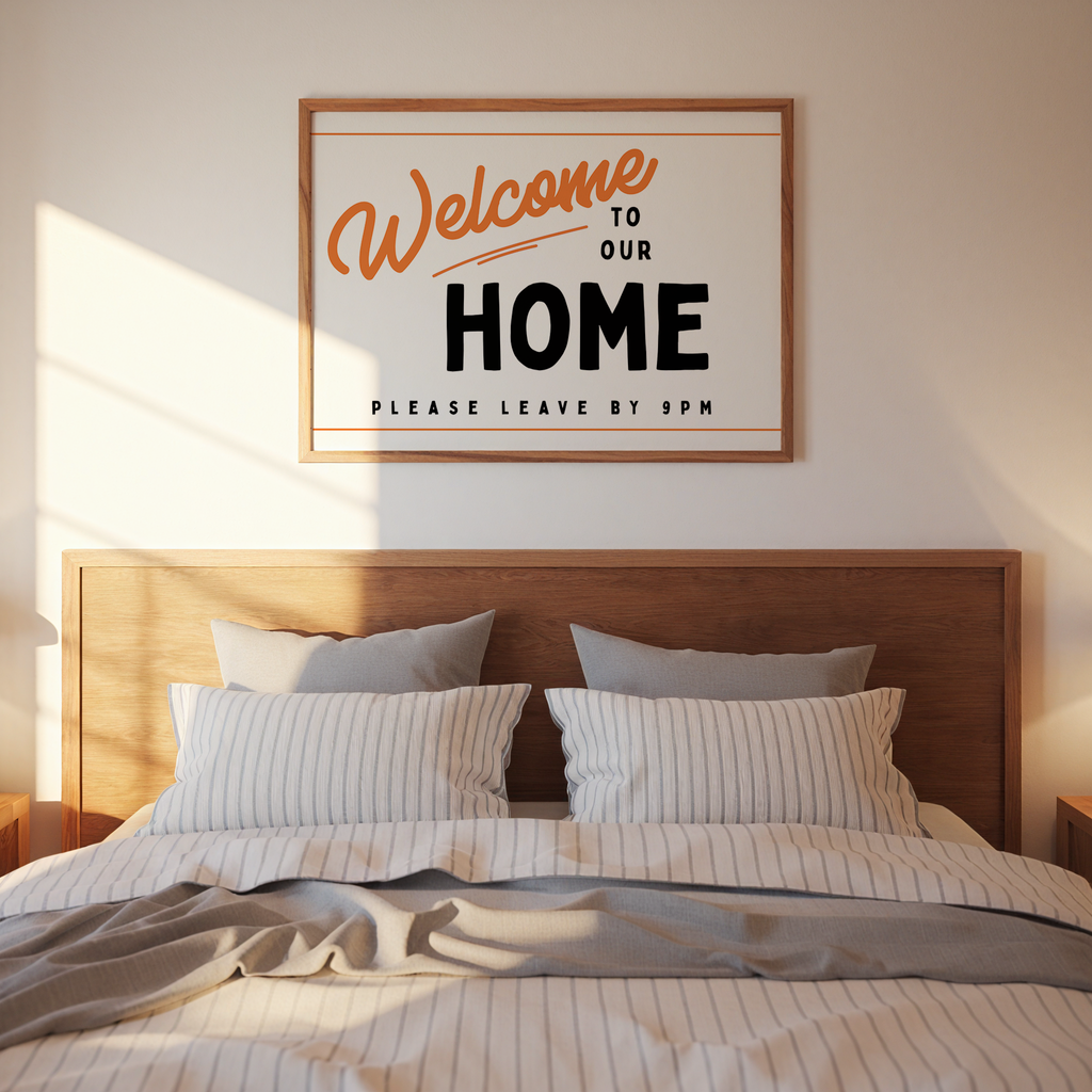 Welcome to Our Home Retro Print in Orange