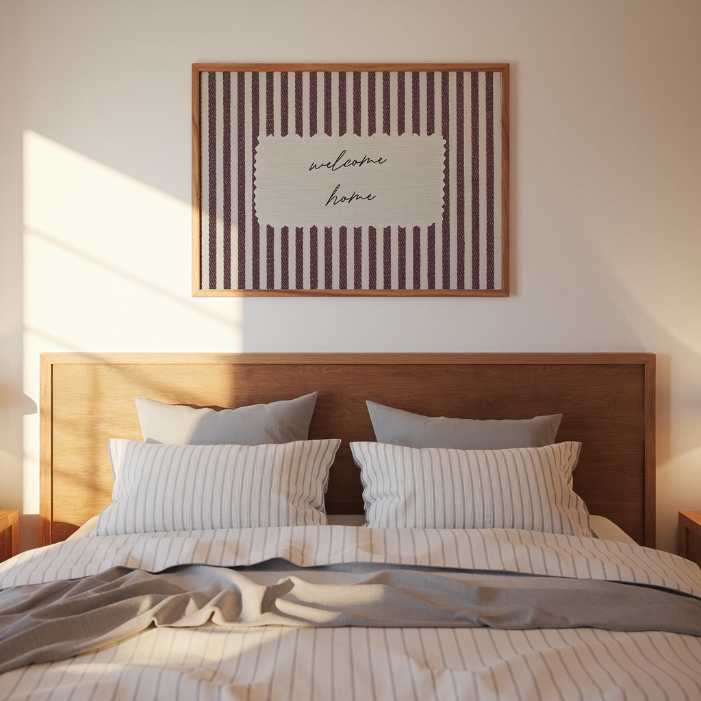 Welcome Home Vintage Stripes Landscape in Red