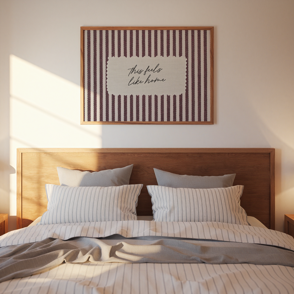 This Feels Like Home Vintage Stripes Landscape in Red