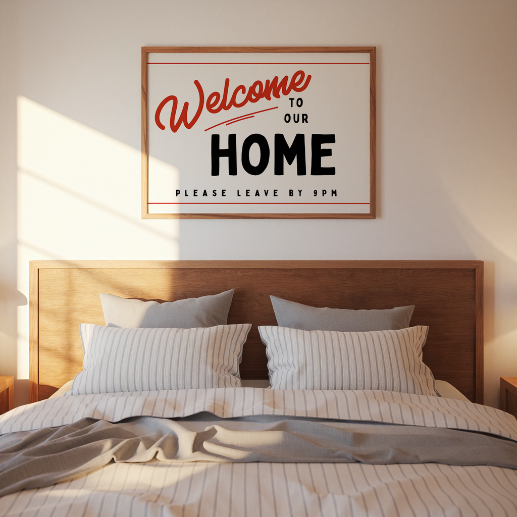 Welcome to Our Home Retro Print in Red