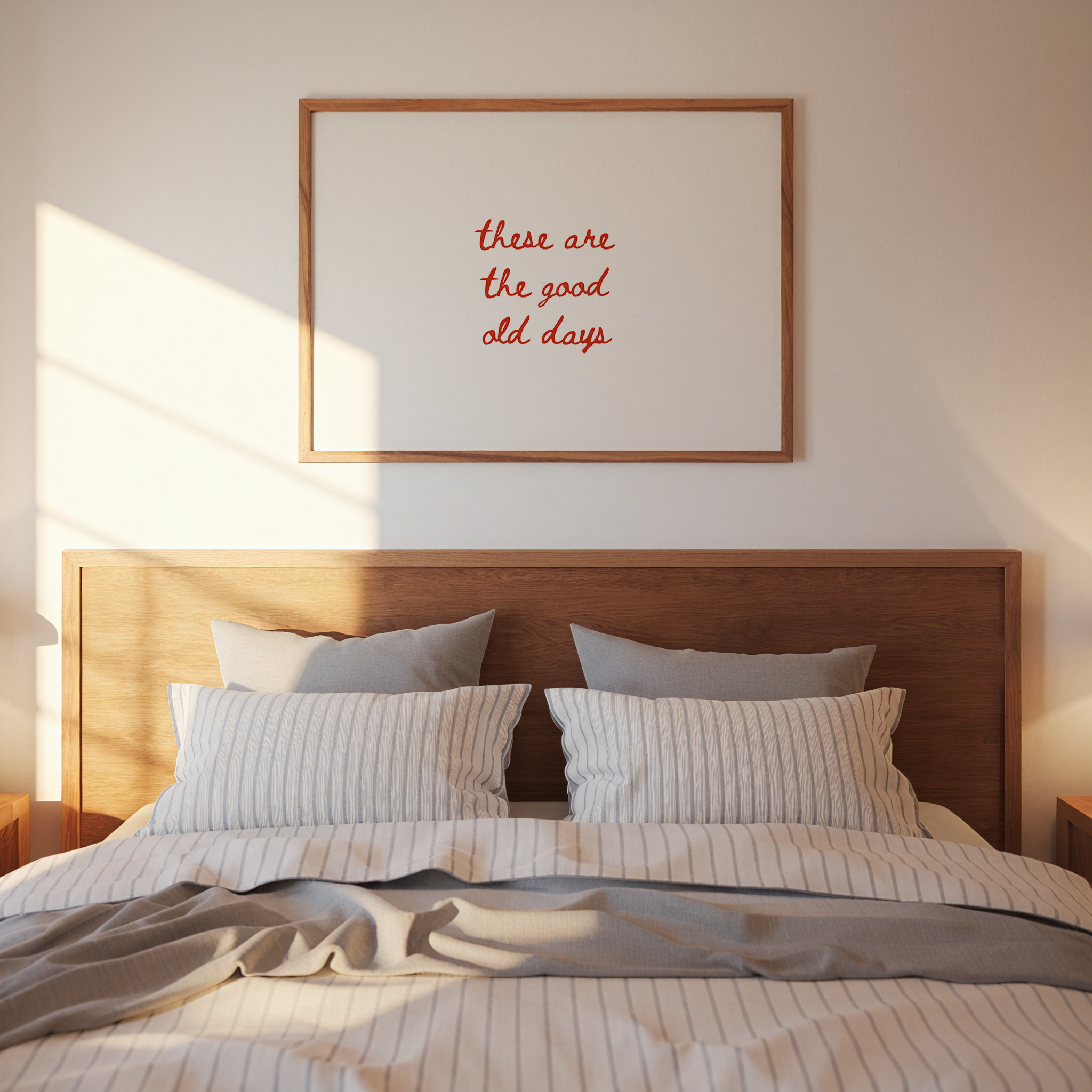 These Are The Good Old Days Script Landscape in Red