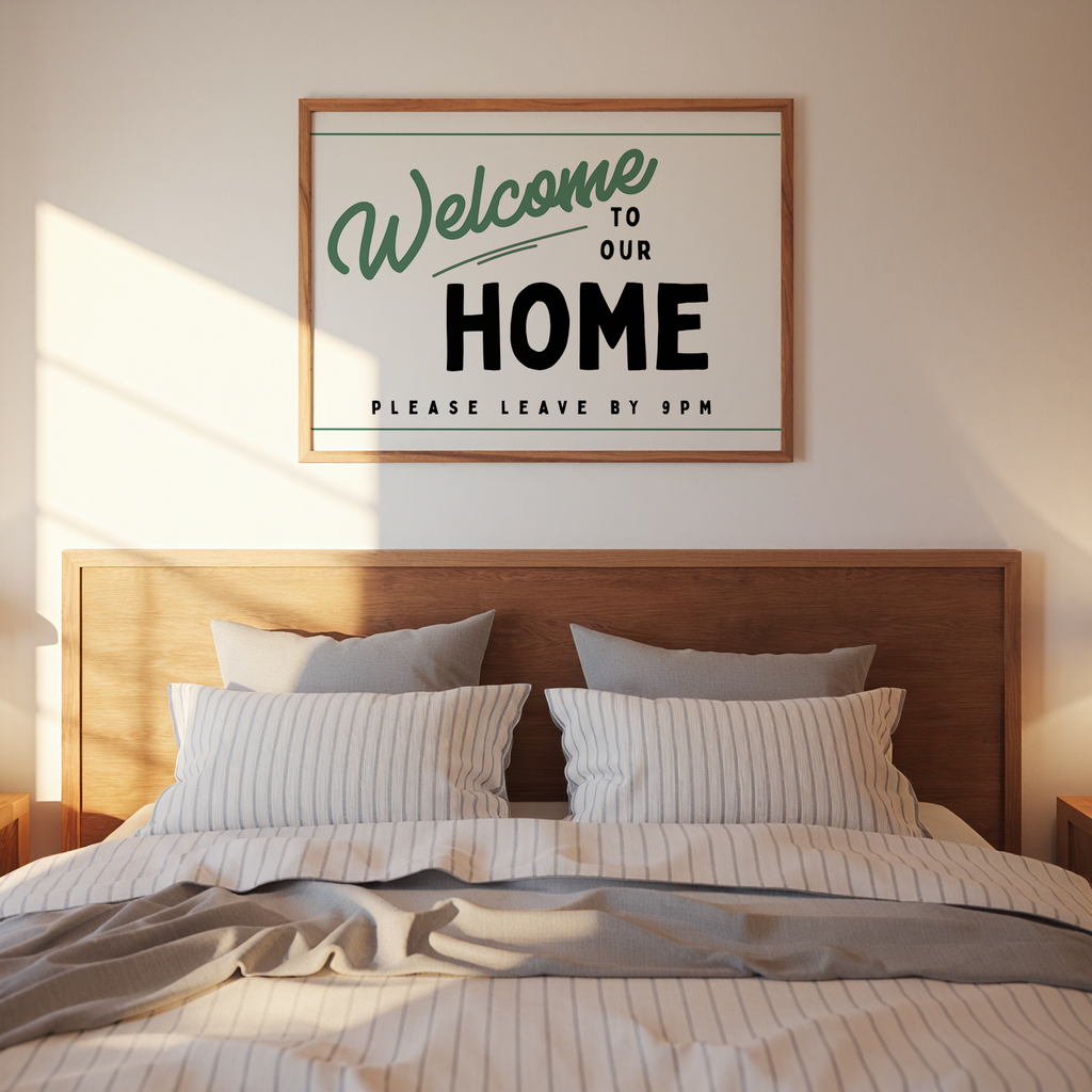 Welcome to Our Home Retro Print in Green