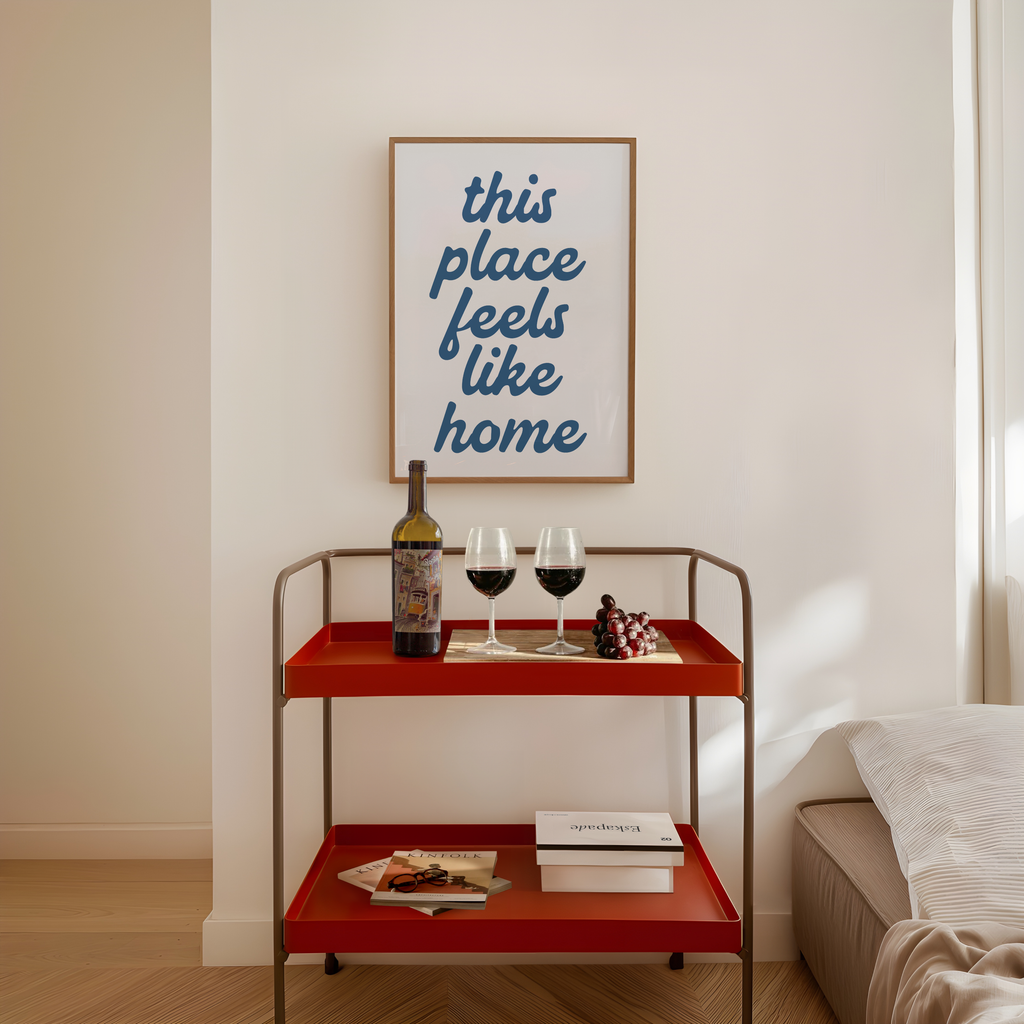 This Place Feels Like Home Blue on White