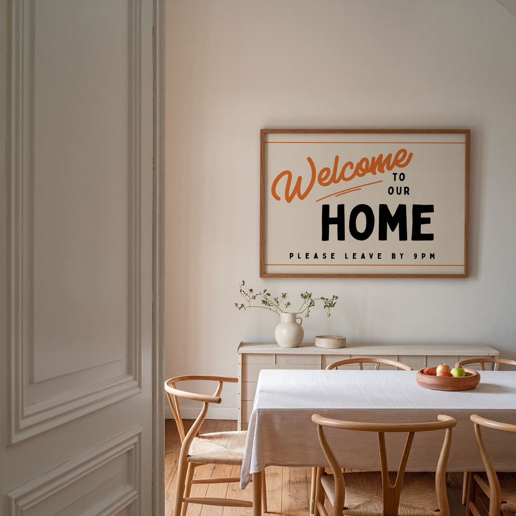 Welcome to Our Home Retro Print in Orange
