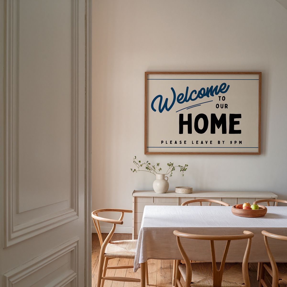 Welcome to our Home Retro Print in Blue