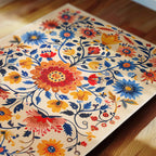 a vibrant and intricate floral pattern with a variety of colorful flowers and leaves.