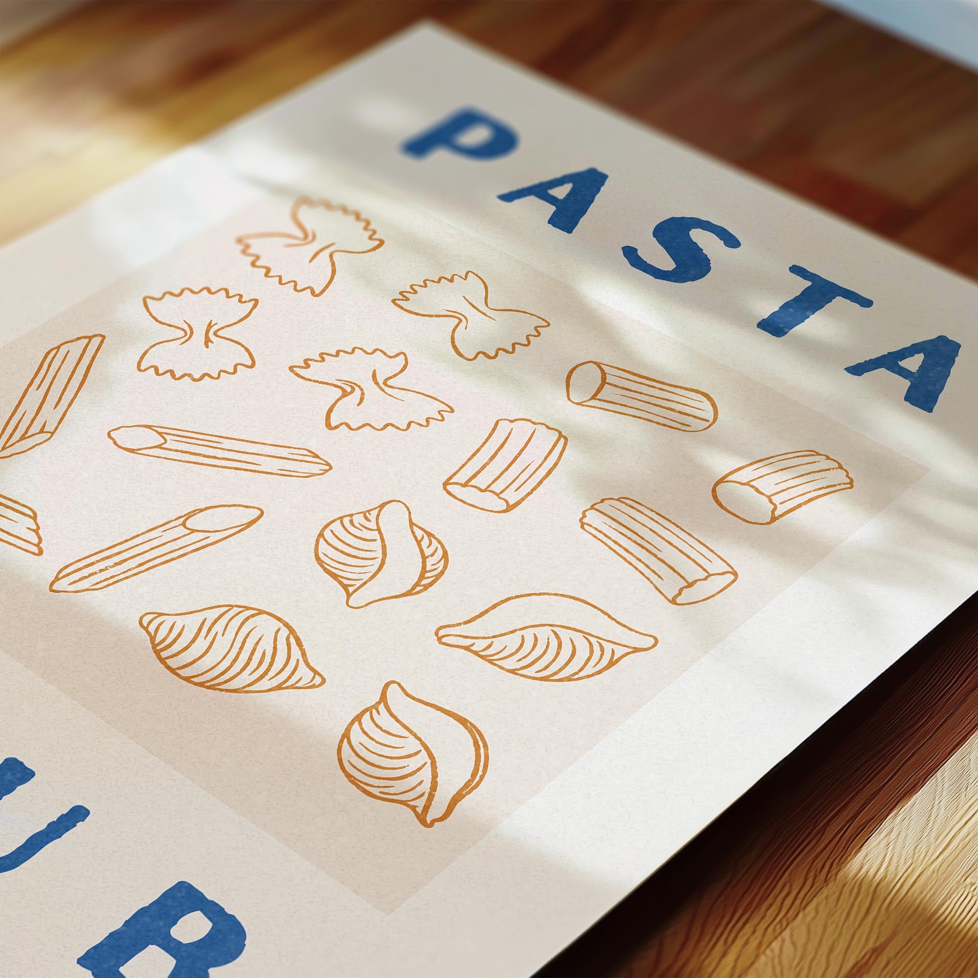 various types of pasta, including shells, tubes, and other shapes, arranged in a visually appealing manner.