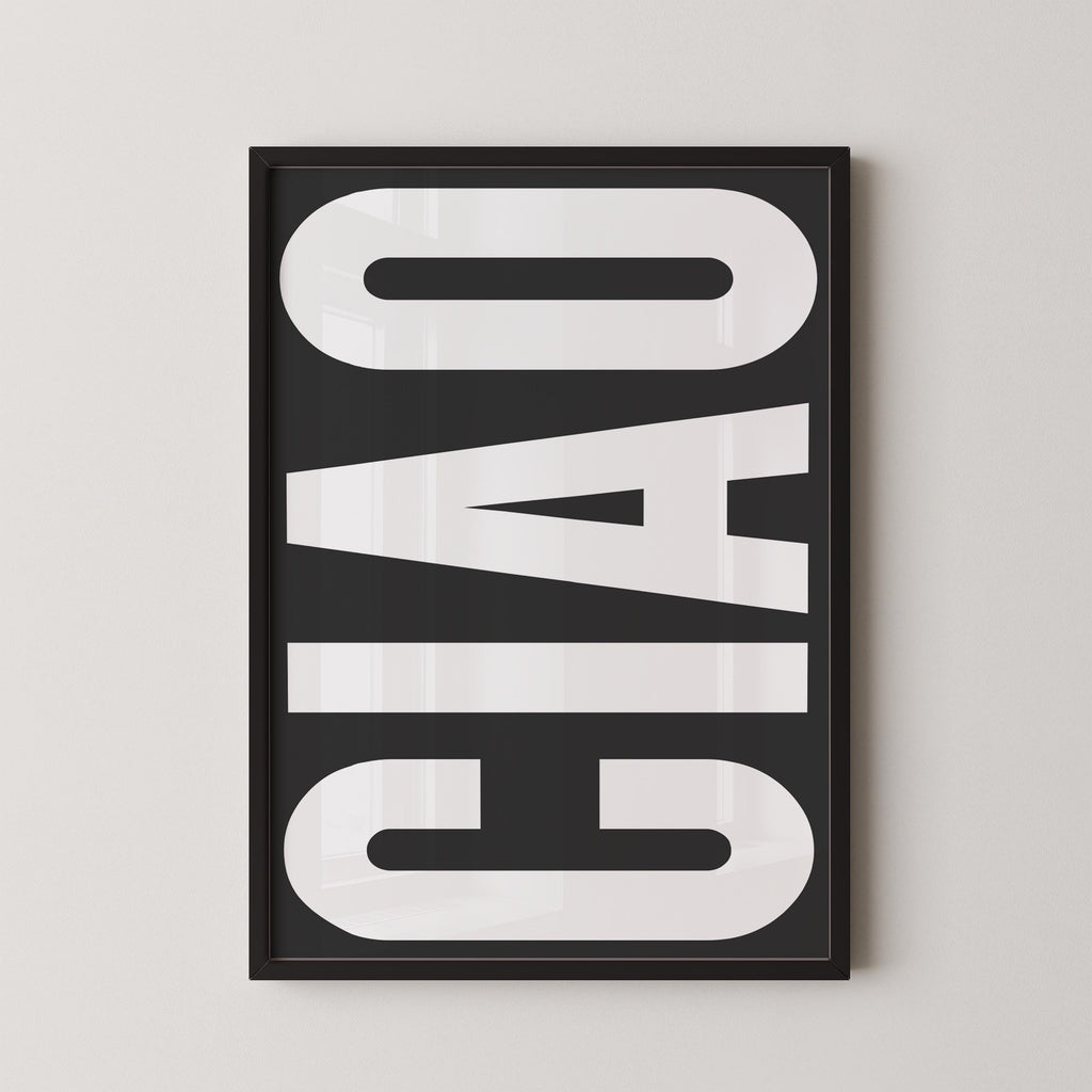 a framed poster with the word "CIO" prominently displayed in large white letters.