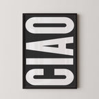 a framed poster with the word "CIO" prominently displayed in large white letters.