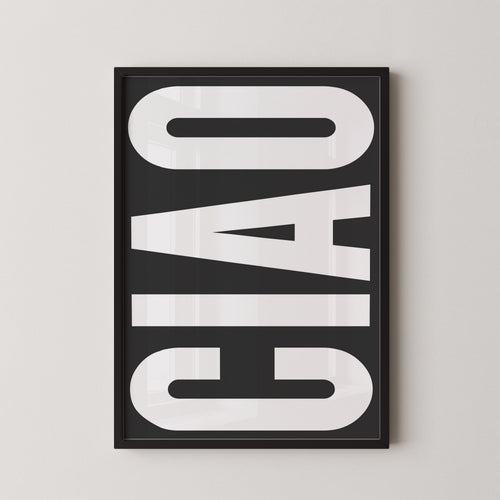 a framed poster with the word "CIO" prominently displayed in large white letters.