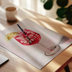 A close-up of a painting or drawing of a red glass containing a beverage, with the text "Aperol Spritz" visible on the glass.